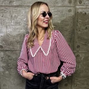 Koszula w paski z dużym kołnierzem ( Polski producent )