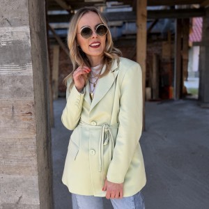 Miętowa marynarka z troczkami (Polski producent)