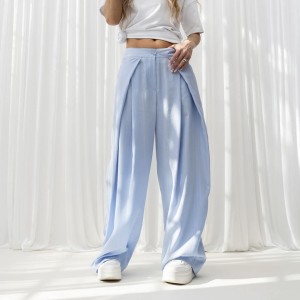 Niebieskie wiskozowe spodnie w paski (polski producent)