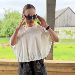 Biała bawełniana bluzka z troczkami Wendy Trendy