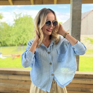 Lniana koszula baby blue